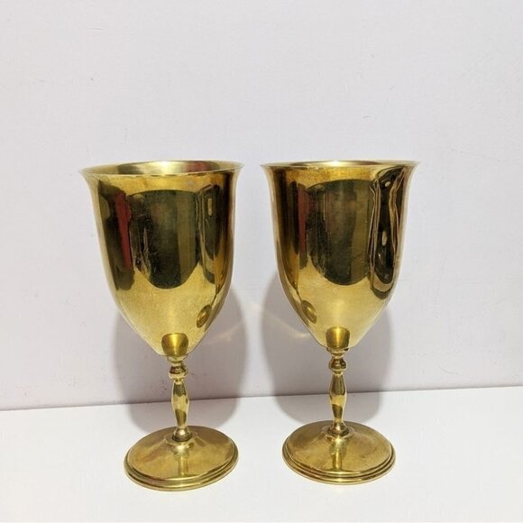 Copy - Vintage goblets brass pair goblets 2pcs - Picture 2 of 8